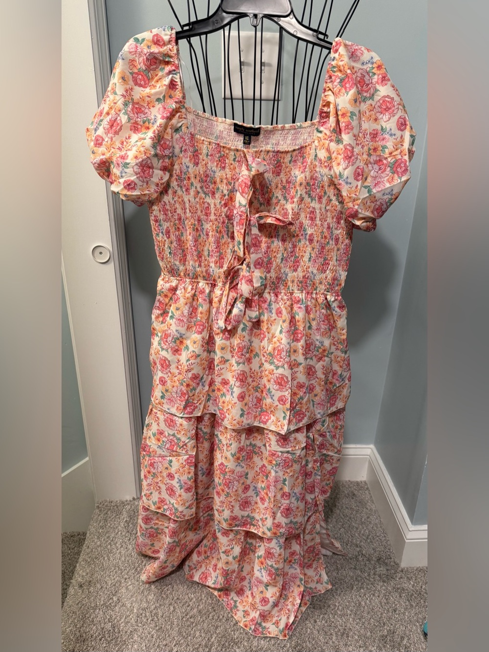 New Simply Southern Lucy Summer Dress Smocked top midi tiered Extra Large XL